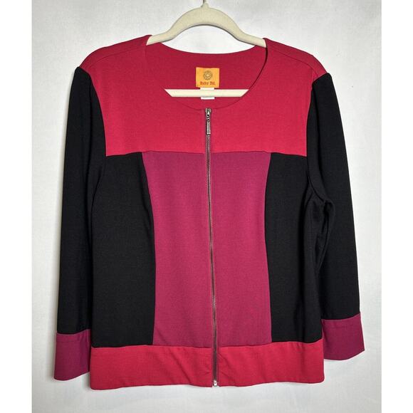 Ruby Rd Women's Long Sleeve Jacket Size 14 Pink Purple Full Zip Color Block - Picture 1 of 5